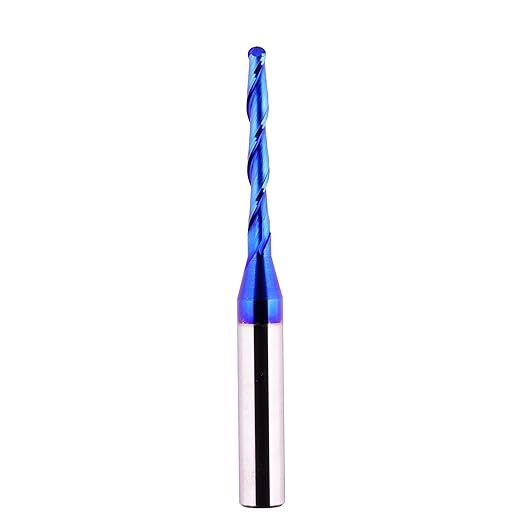CNC Router bits Carbide Ball Nose End Mill with Nano Blue Coating for Side Milling. End Milling. Finish Machining. (1/8" Cut Dia-Extra Long Cutting Length)