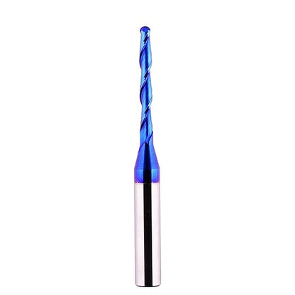 CNC Router bits Carbide Ball Nose End Mill with Nano Blue Coating for Side Milling. End Milling. Finish Machining. (1/8" Cut Dia-Extra Long Cutting Length)