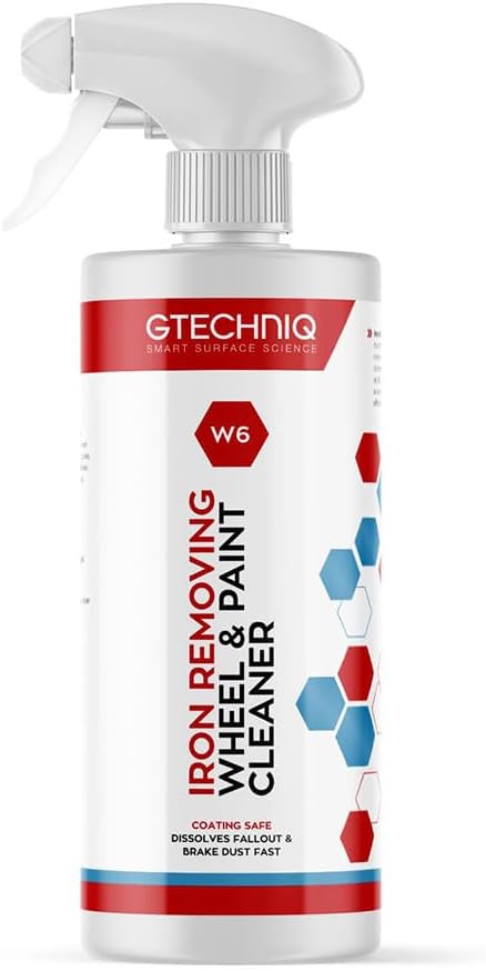 Gtechniq W6 Iron Removing Wheel & Paint Cleaner for Cars 16.9 fl oz | Powerful Iron and Fallout Remover, Dissolves Contaminants Safely, Protects Paintwork and Wheels