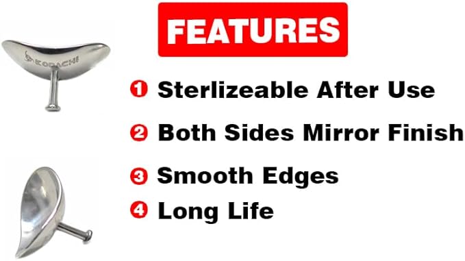 Kodachi Corneal Eye Shield Protector - Stainless Steel, Both Sides Mirror Finish, Large 29 X 21mm, Set of 2 Pcs, Silver Colour