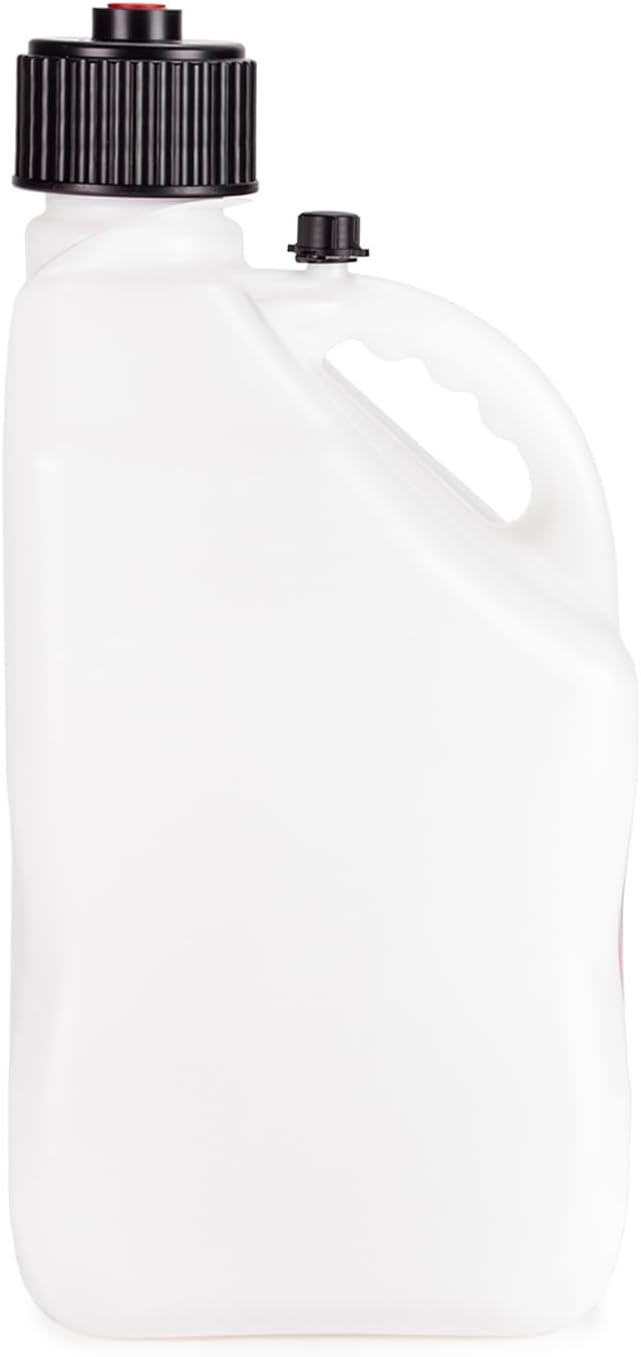 VP Racing 3522-CA, 5.5-Gallon Square Motorsport Jug White (3 Pack) w/ 14" Deluxe Hose (3 Pack) Close-Trimmed Cap and Neck for Tight Seal