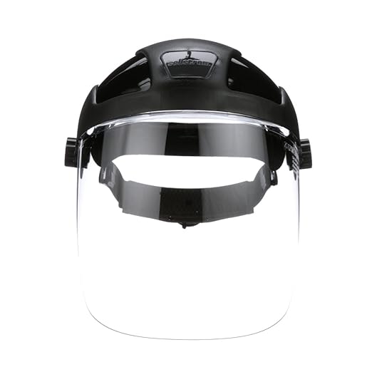 Sellstrom DP4 Face Shield - Lightweight Mask with High Impact Crown & Ratchet Headgear for Work, Grinding, Cutting - ANSI Z87.1 - Anti Fog Polycarbonate Window
