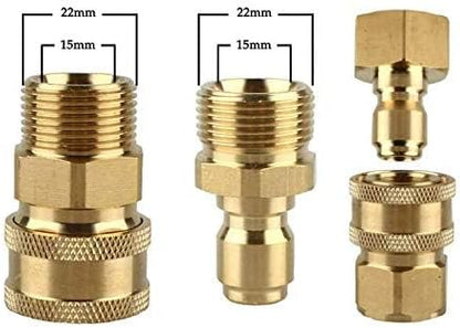 Pressure Washer Adapter Set,M22-15mm Male Thread Fitting, 3/8" Quick Connect kit,5000 PSI