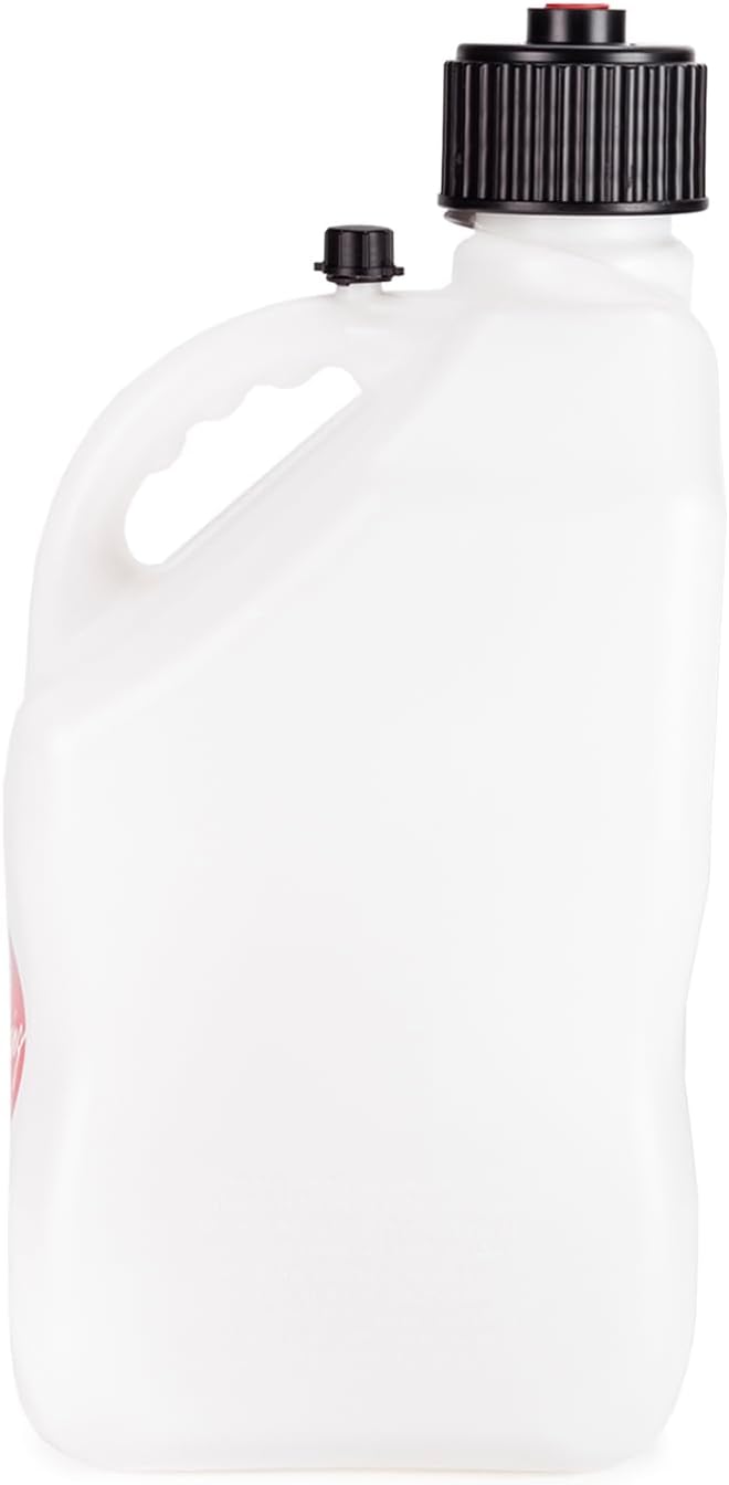 VP Racing 3522-CA, 5.5-Gallon Square Motorsport Jug White (3 Pack) w/ 14" Deluxe Hose (3 Pack) Close-Trimmed Cap and Neck for Tight Seal