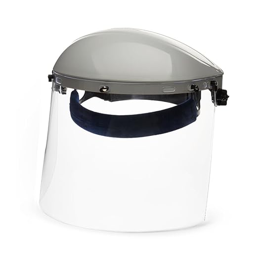 Sellstrom Advantage Face Shield - Lightweight Mask with Crown & Ratchet Headgear, for Work, Grinding, Cutting - ANSI Z87.1 - Clear Uncoated Polycarbonate Window