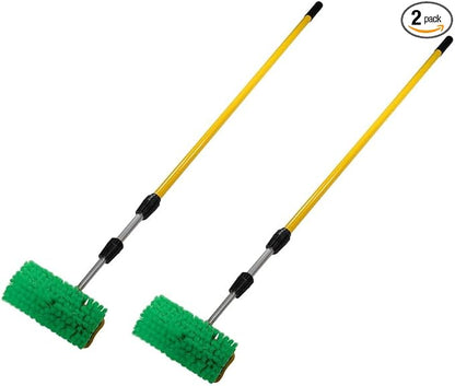 Mytee Products 2 - Pack 10" Bi-Level Car Wash Brush and 5' to 13' Extendable Handle w/Soft Bristles Suitable for Auto RV Truck Boat Camper Exterior Washing Cleaning, Green