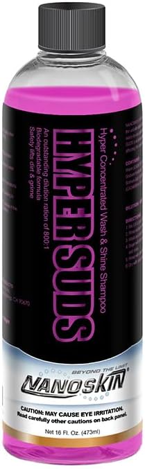Nanoskin HYPER SUDS Foaming Car Wash Shampoo 16 Oz. - Ultra Concentrated: Works with Foam Cannon, Foam Gun, Bucket Wash, Pressure Washer | Ideal for Use in Mixing/Metering systems | 800:1 Dilution