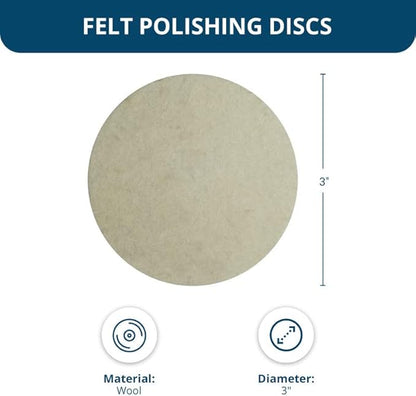 Benchmark Abrasives 3" Polishing & Buffing Felt Quick Change Wool Sanding Discs with a Male R-Type Backing Surface Finish Buffing Polish Burr Rust Paint Removal Use with Die Grinder (10 Pack)