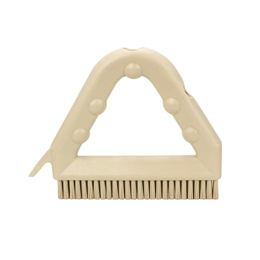 SPARTA Plastic Commercial Grout Brush, Triangle-Shaped Scrub Brush with Scraper and Two Threaded Holes for Attaching Handle (Sold Separately), 9 x 7 x 7 Inches, Tan, (Pack of 4)
