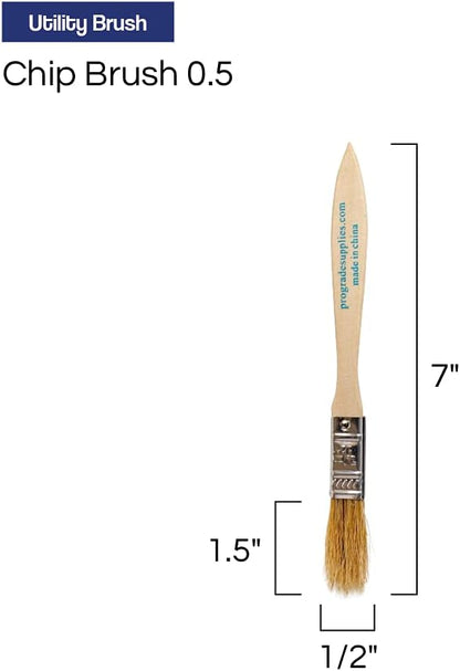 Pro Grade - Chip Paint Brushes - 36 Ea 1/2 Inch Chip Paint Brush Light Brown