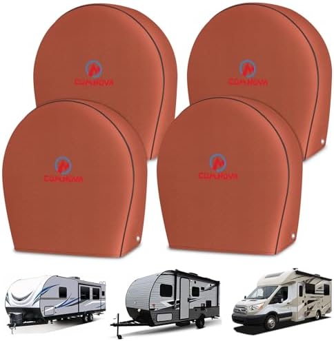 Comnova RV Tire Covers 4 Pack - Tough Tire Wheel Protector for Truck, Travel Trailer, SUV, Camper, Boat, Van, 600D Waterproof Rain Protector Tire Cover, Fits Tire Diameters 26-29 inch