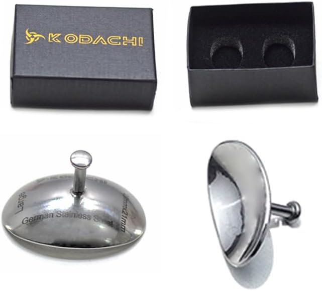Kodachi Corneal Eye Shield Protector - Stainless Steel, Both Sides Mirror Finish, Large 29 X 21mm, Set of 2 Pcs, Silver Colour