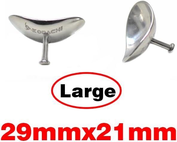 Kodachi Corneal Eye Shield Protector - Stainless Steel, Both Sides Mirror Finish, Large 29 X 21mm, Set of 2 Pcs, Silver Colour