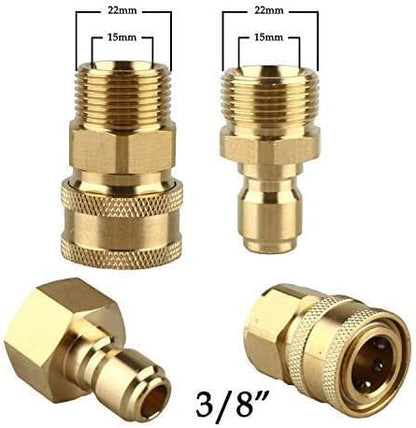 Pressure Washer Adapter Set,M22-15mm Male Thread Fitting, 3/8" Quick Connect kit,5000 PSI