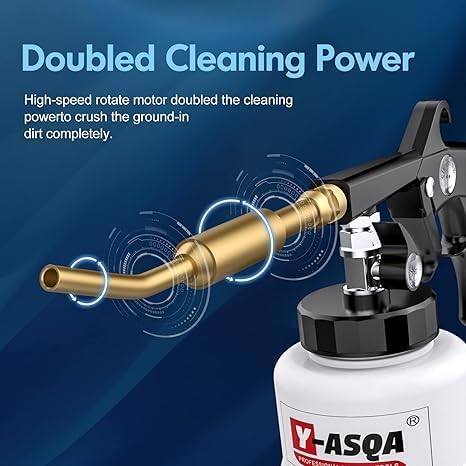 Y-ASQA Car Cleaning Gun Professional Deep Stain Removal air Pulse car Detail Thicken Cleaner Gun for Upholstery Carpet seat Canopy Interior Detailing Cleaning Kit