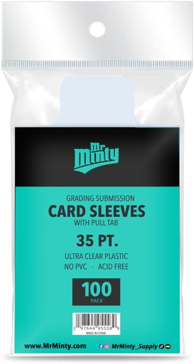 Card Grading Kit | Card Cleaning Kit | 20x Magnifier, Centering Tool, Microfiber Cloths, 300 Sleeves & Holders for Sports & TCG | Substance Free.