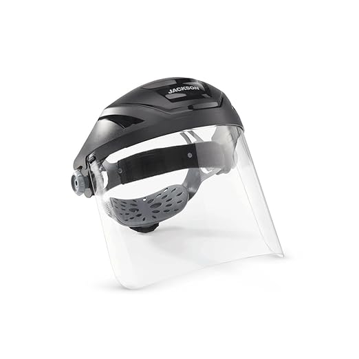 Jackson Safety F4XP Premium Face Shield with Wraparound Window and 370 Speed Dial Headgear, Lightweight, ANSI Z87.1 + High Impact - for Work, Grinding, Cutting