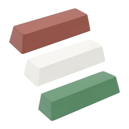 QZATTCAEN Buffing Polishing Cutting Compounds 20 Oz.Kit-Green Fine/White Medium/Red Coarse,for Stainless Steel Aluminum Jewelry - 3 Pcs