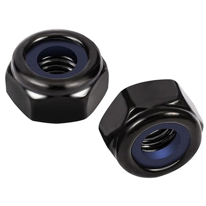 MewuDecor 1/4-20 Nylon Insert Hex Lock Nuts Locknuts, 304 Stainless Steel 18-8, Black Oxide, 50 PCS