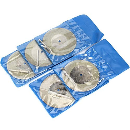 SI FANG 5Pcs 60mm Diamond Cutting Disc Cut Off Wheels with 5Pcs Mandrel 1/8'' Shank Stone Blade for Rotary Tool Drill Attachment Cutting Discs Polishing Glass Tiles Marble Plastic Jade (2.4in)