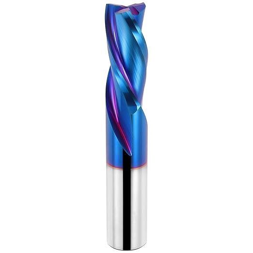 EANOSIC Downcut Spiral Router Bit 3-Flute with 1/2” Shank, 1/2” Cutting Diameter, 1-1/4” Cutting Length, Carbide CNC Router Bits End Mill for Wood Mortises Carving Engraving(3 Inch OVL)