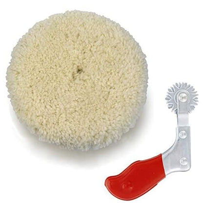 Woolous Wool Buffing Pads 7 inch + Cleaning Spur Tool Set for Revitalizing Polisher Compound Pads and Bonnets