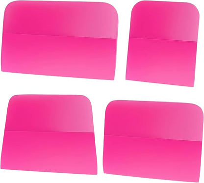 4 Pcs PPF Squeegee Soft Silicone Rubber Scraper, Anti Scratch TPU Coating Scraper for Car Vinyl Paint Protection Film Installation, Vinyl Wrap and Window Tint Windshield Glass Cleaning Kit, 4 Sizes