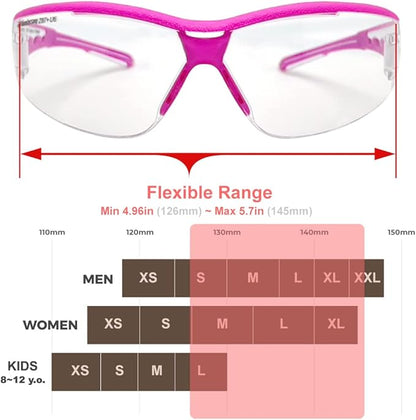 HTS HUNTERSKY Super Flexible Lightweight Anti Fog Wrap-Around U6 Clear Shooting Safety Glasses with ANSI Z87.1 Scratch Resist
