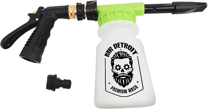 Mr. Detroit - 3pc Car Wash Kit with Foam Blaster, 16oz Car Wash Soap, Microfiber Towels (Pack of 3), Scratch-Free Wash Gun Foam Cannon Streak-Free Exterior Cleaner for Auto Detailing & Home Use