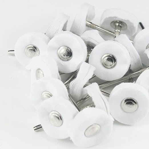 Luo ke 20 Pcs Little Buffing Wheel, 1/8 Inch Cloth Polishing Wheel for Rotary Tools Includes Dremel (White)