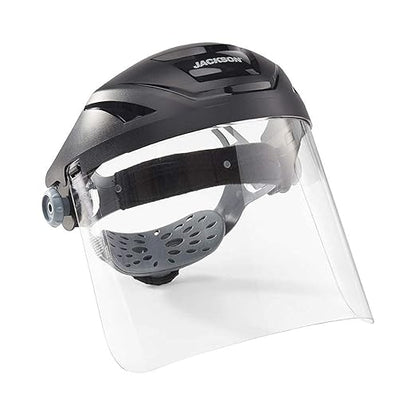 Jackson Safety F4XP Premium Face Shield with Wraparound Window and 370 Speed Dial Headgear, Lightweight, ANSI Z87.1 + High Impact - for Work, Grinding, Cutting