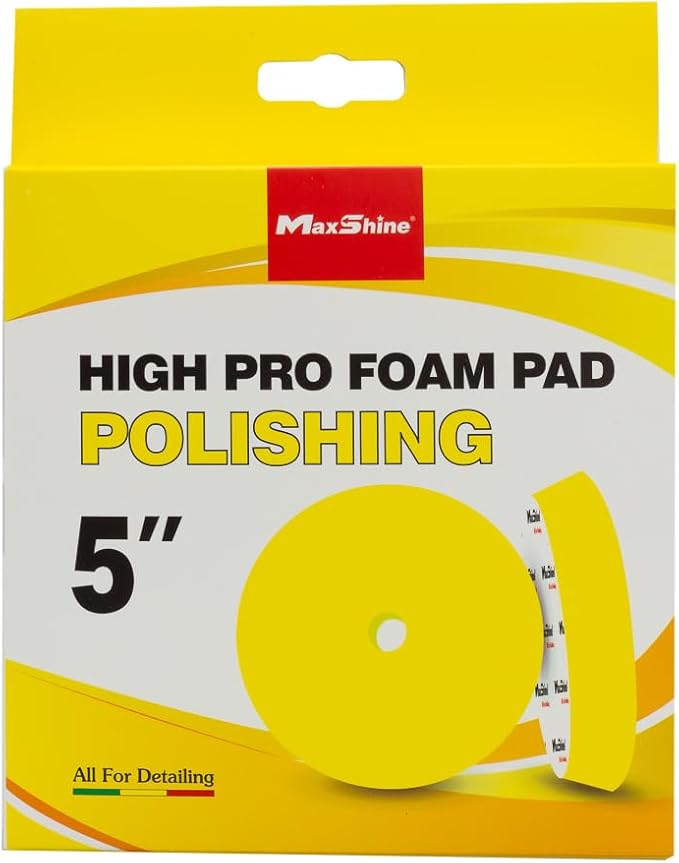 Maxshine 5.2" Universal High Foam Polishing Pad with Center Hole – Removes Heavy Swirl Marks, Scratches & Oxidation – Professional Foam Pad for Car Detailing & Paint Correction
