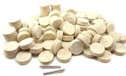 Drilax 1-Inch Polishing & Buffing Wheel Kit for Dremel – 100 Pcs with 2 Mandrels – 50% Thicker Wheels for Jewelry, Metal & Resin Shine