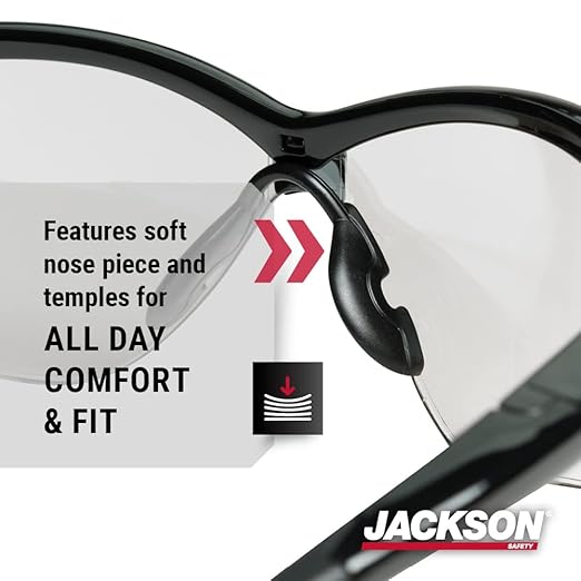 Jackson Safety SG Safety Glasses – Eye Protection for Men and Women – ANSI Z87.1 (Pack of 12)