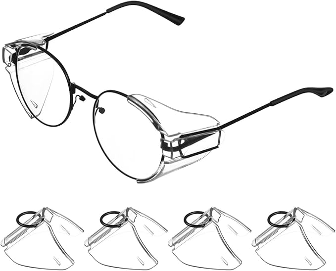 NOLITOY 2 Pcs Safety Glasses Side Shields for Glasses, Slip on Clear Eye Glasses for Enhanced Eye Protection, Fits Small to Large Eyeglasses