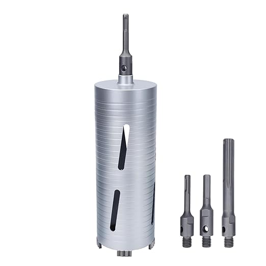 4-1/3 inch Diamond Dry Core Drill Bit, 10" Drilling Depth, 5/8"-11 Thread Core Drill Bit for Concrete Masonry Brick Block, Includes 3 Adapters SDS Plus, SDS Max and Hex (4-1/3 inch)