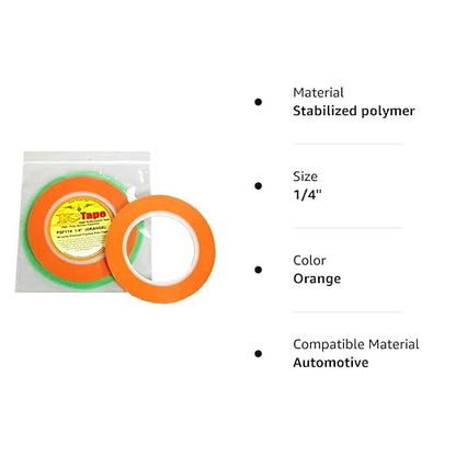 Custom Shop 1/4" Fine Line Tape Fineline Masking Tape Polytape Orange 1/4" X 60 Yard Roll