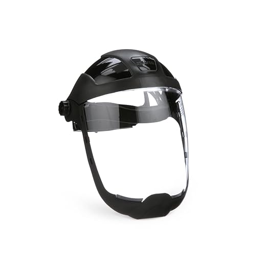Sellstrom DP4 Face Shield - Lightweight Mask with High Impact Chin Guard, Crown & Ratchet Headgear for Work, Grinding, Cutting - ANSI Z87.1 - Anti Fog Polycarbonate Window