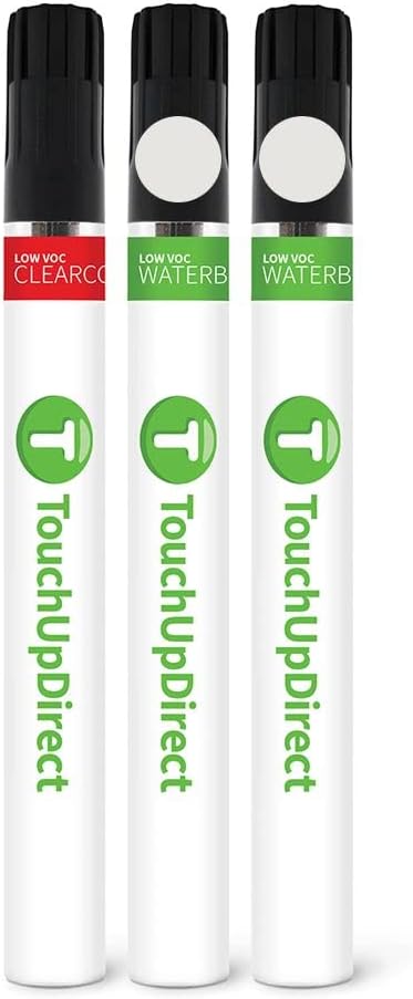 TouchUpDirect AZ/M7446A Star White Metallic Tricoat Compatible with Ford Exact Match Touch Up Paint Brush - Essential Kit