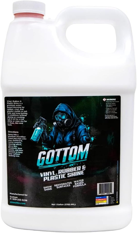 Gottom Vinyl, Rubber & Plastic Shine - 128oz, Cherry Vanilla Scent - VRP Gloss Dressing for Plastic, Car Interior & Tire Dressing, UV Protection, Plastic Restorer, Long-Lasting Gloss Finish