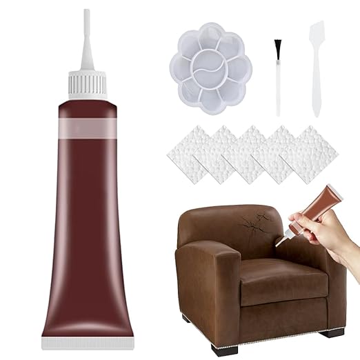 2026 Upgraded Advanced Leather Repair Gel, Multifunctional Leather Repair Kit for Car Seat, Vinyl Repair Kits for Couch Jacket Furniture (Dark Brown)