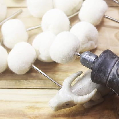 Luo ke 20 Pcs Soft Pashm Polishing Wheel - 1/8" Shank Cashmere Buffing Ball for Fine Polishing Jewelry, Watches, Silver Surface etc