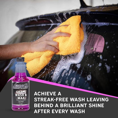 Lanes Car Wash and Wax - Car Wash and Wax in One, Grape Scented Car Wash, Safe for All Surfaces, Concentrated Soap Wax Formula (32 Oz)