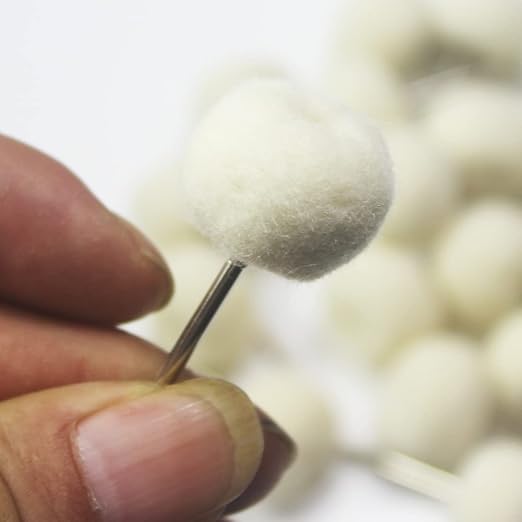Luo ke 20 Pcs Soft Pashm Polishing Wheel - 1/8" Shank Cashmere Buffing Ball for Fine Polishing Jewelry, Watches, Silver Surface etc