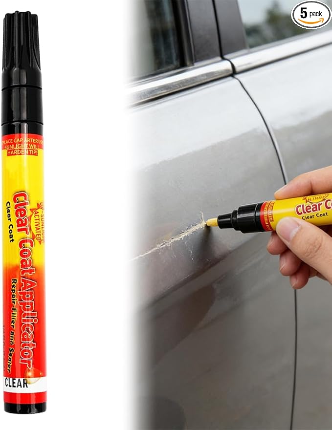 Magic Car Scratch Removal Pen, Weatherproof Auto Paint Repair Pen Brush Clear Scratch Remover Touch up Pens, Vehicles Repair for Car Colors & Surfaces (5)
