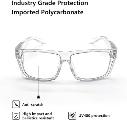 JING LEI Safety Glasses with Removable Side Shield,UV400 Protection Goggles, Rectangle Black Sun Glasses for Women Men Work