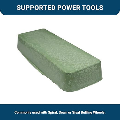 Benchmark Abrasives Buffing Compound for Metal Polishing Removing Scratches from Hard Metals, Stainless Steel, Chrome, Iron, 1 Pound Bar (Emerald Green)