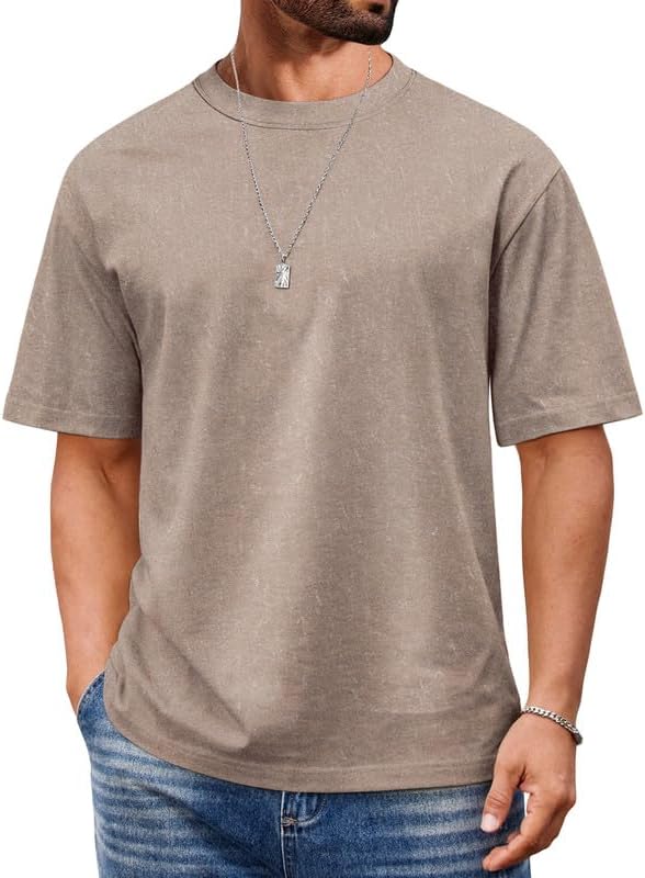 COOFANDY Men's Cotton T-Shirts Oversized Shirt Short Sleeves Streetwear Loose Fit Summer Tee Tops Washed Basic Unisex Shirts