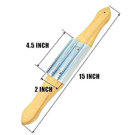 FANXIANG Buffing Rake, 15in Metal with Wooden Handle, Removes Residual Compounds & Metal from Buffing Wheel, 1 Pack