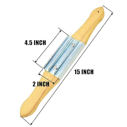 FANXIANG Buffing Rake, 15in Metal with Wooden Handle, Removes Residual Compounds & Metal from Buffing Wheel, 1 Pack